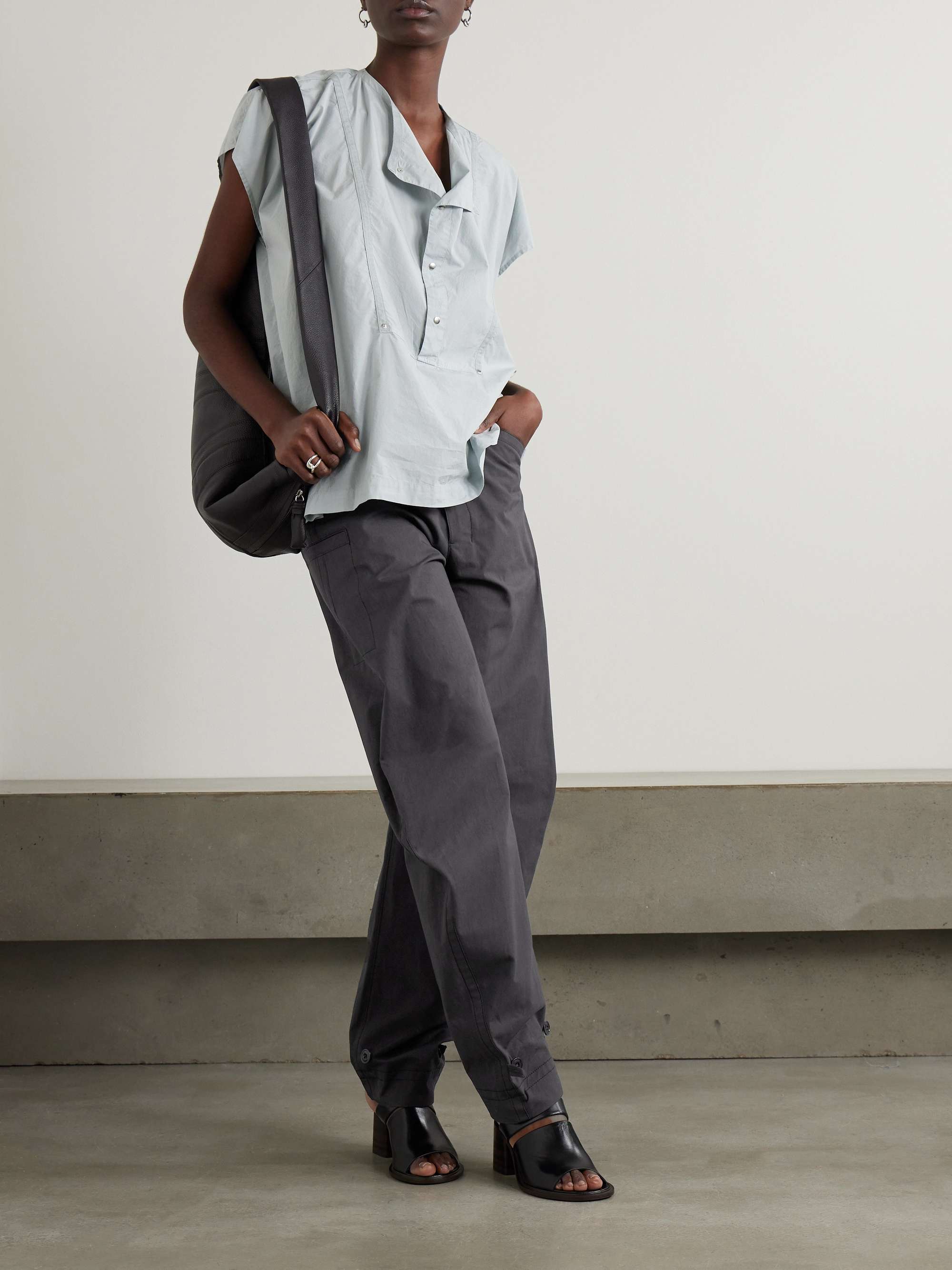 LEMAIRE Belted cotton-twill tapered pants | NET-A-PORTER