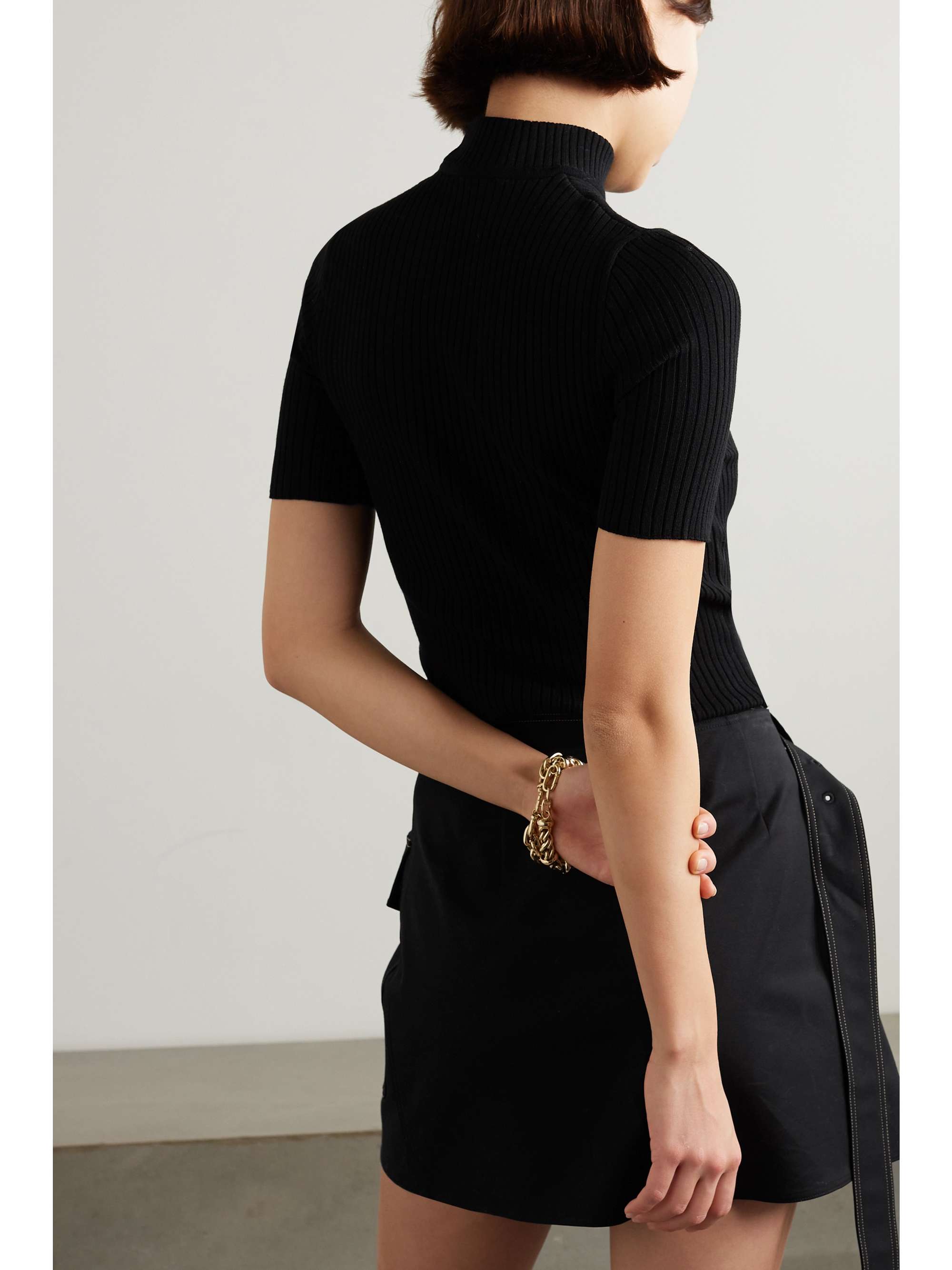COURRÈGES Embroidered ribbed-knit top | NET-A-PORTER