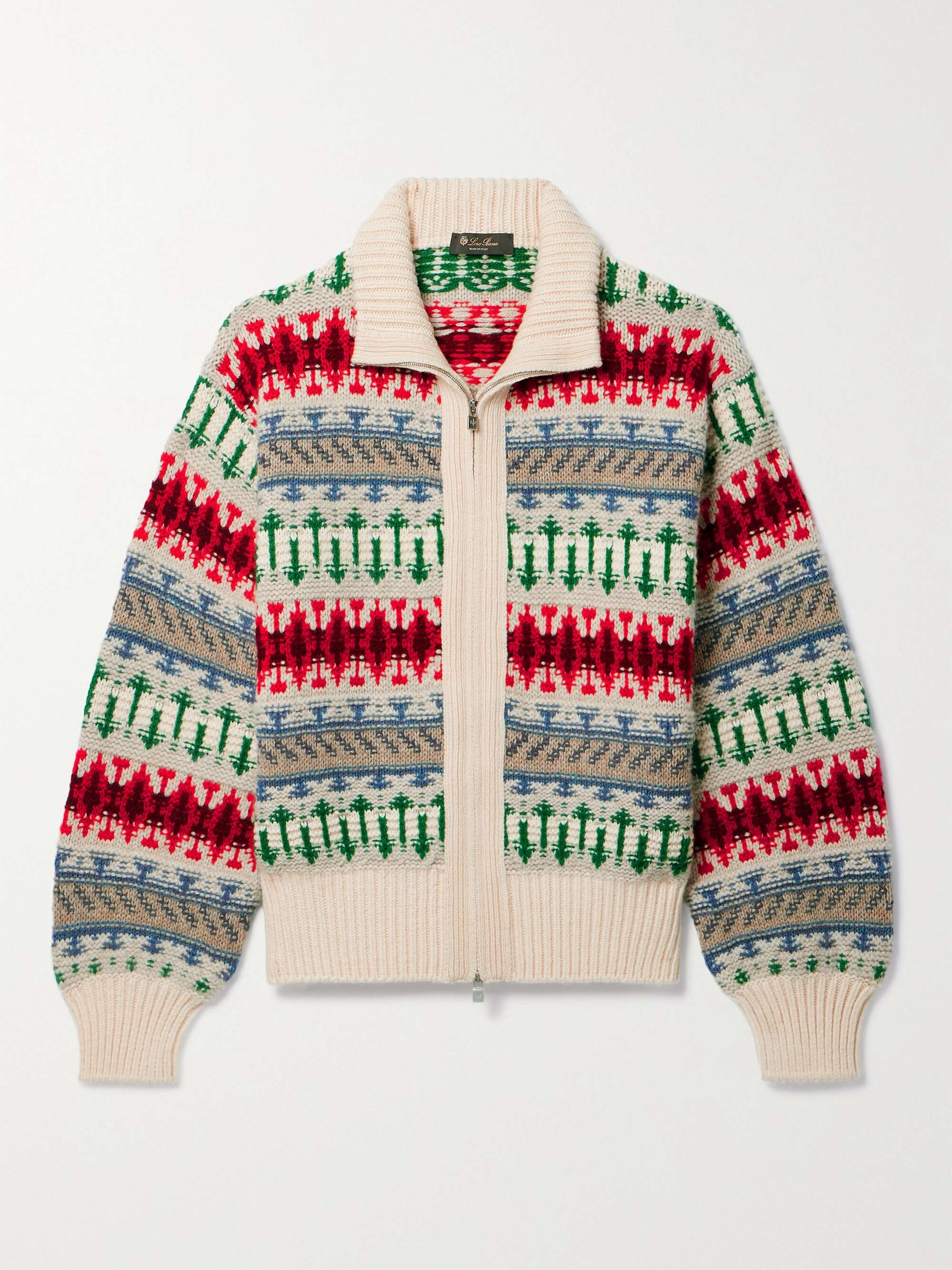 LORO PIANA Holiday Noel jacquard-knit cashmere cardigan | NET-A-PORTER