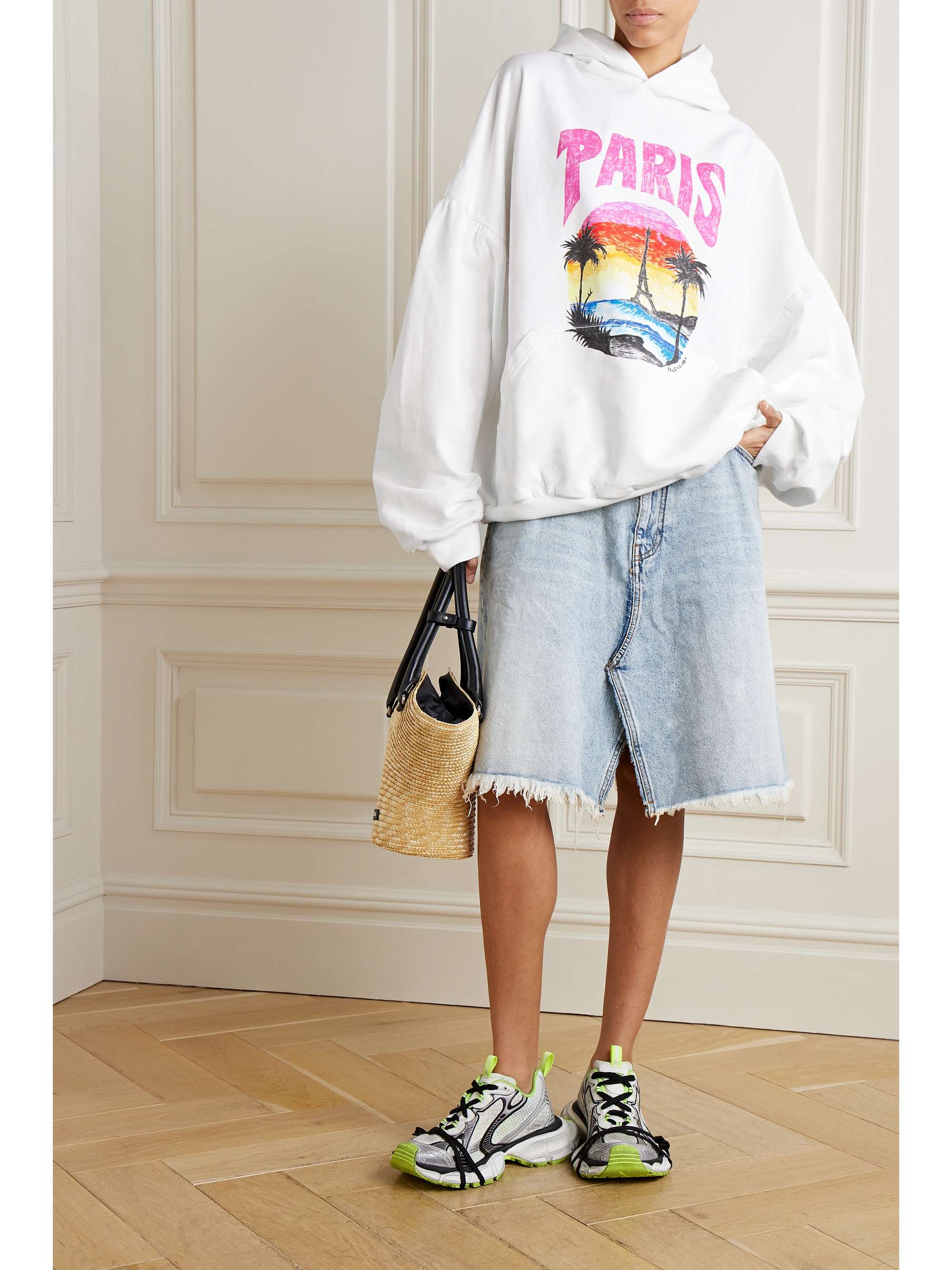 BALENCIAGA Oversized printed cotton-jersey hoodie | NET-A-PORTER