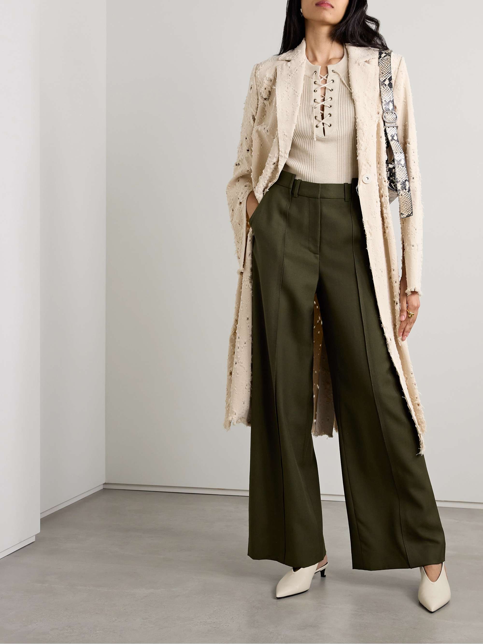 JASON WU COLLECTION Asymmetric paneled wool-blend wide-leg pants