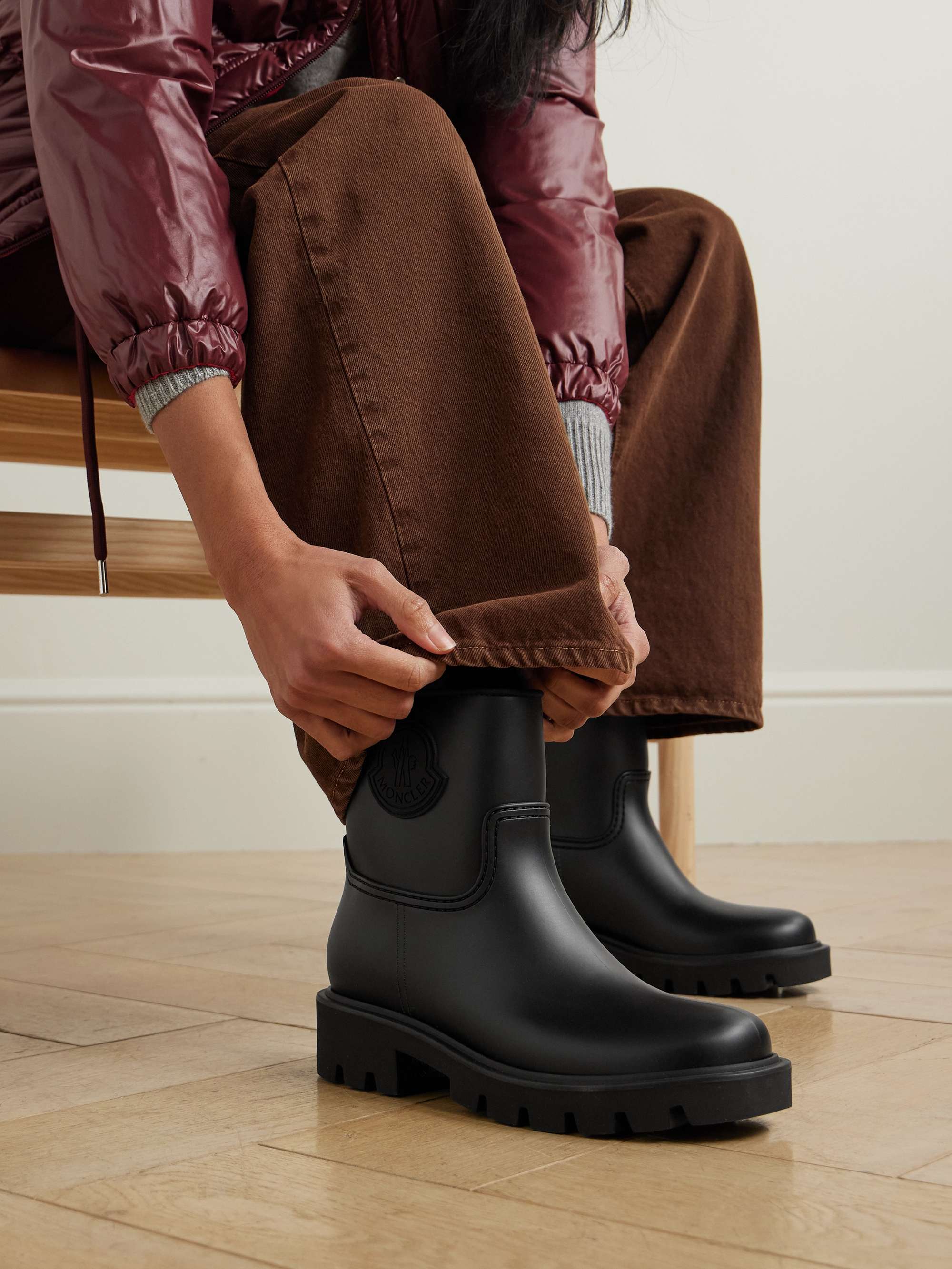 MONCLER Kickstream leather and shell ankle boots | NET-A-PORTER