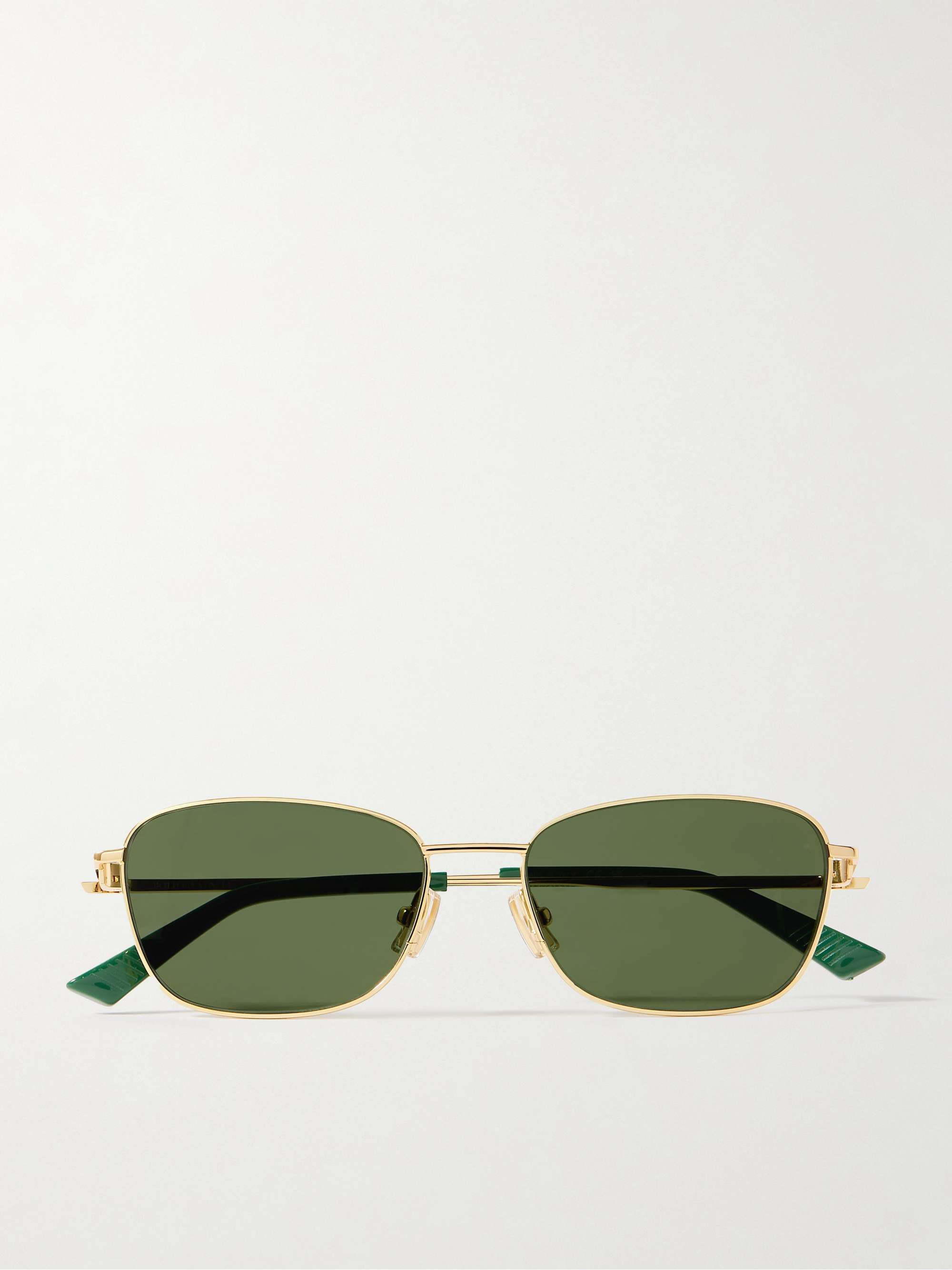 BOTTEGA VENETA EYEWEAR Square-frame gold-tone sunglasses | NET-A