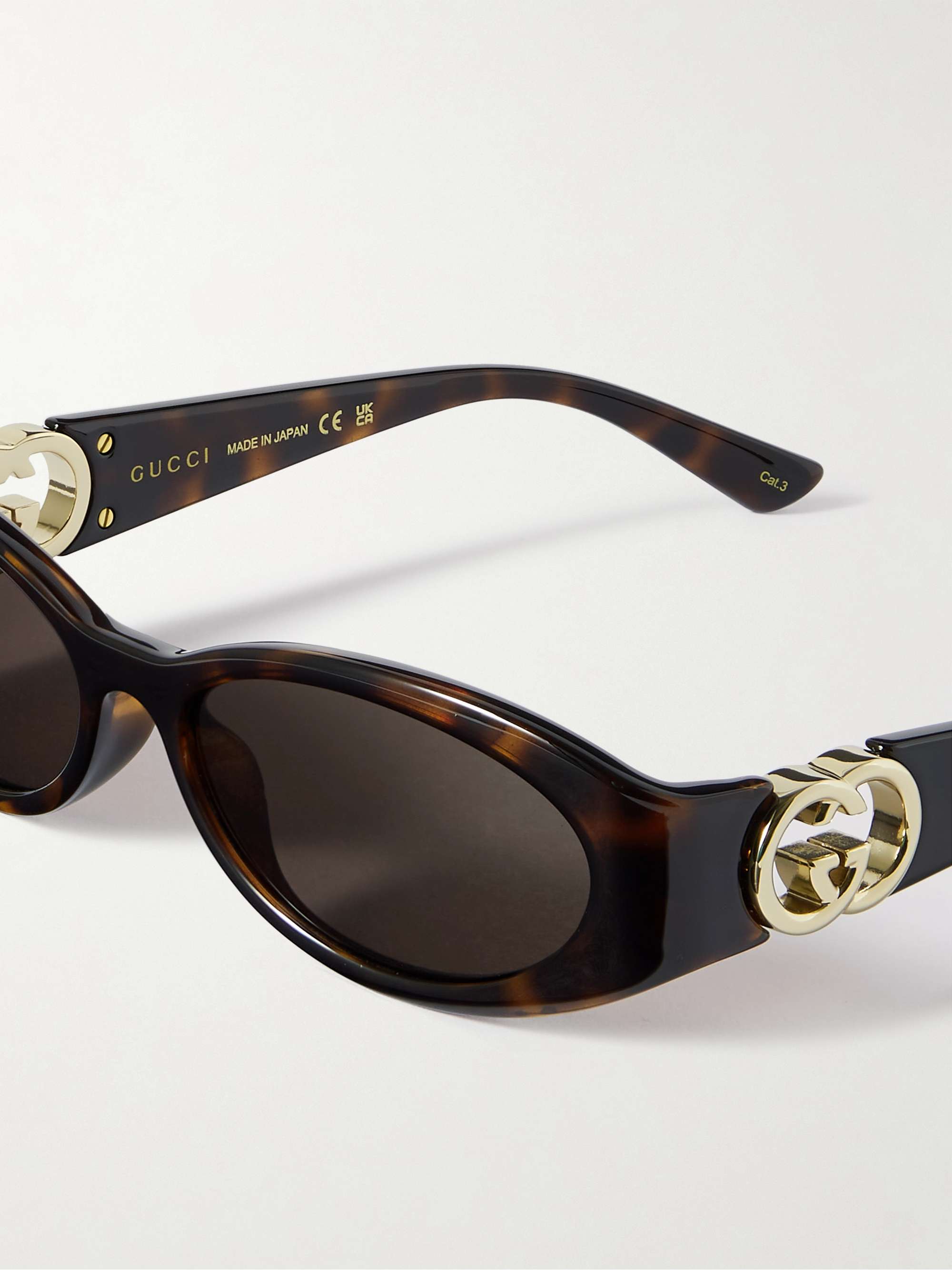 GUCCI EYEWEAR Oval-frame tortoiseshell acetate sunglasses | NET-A