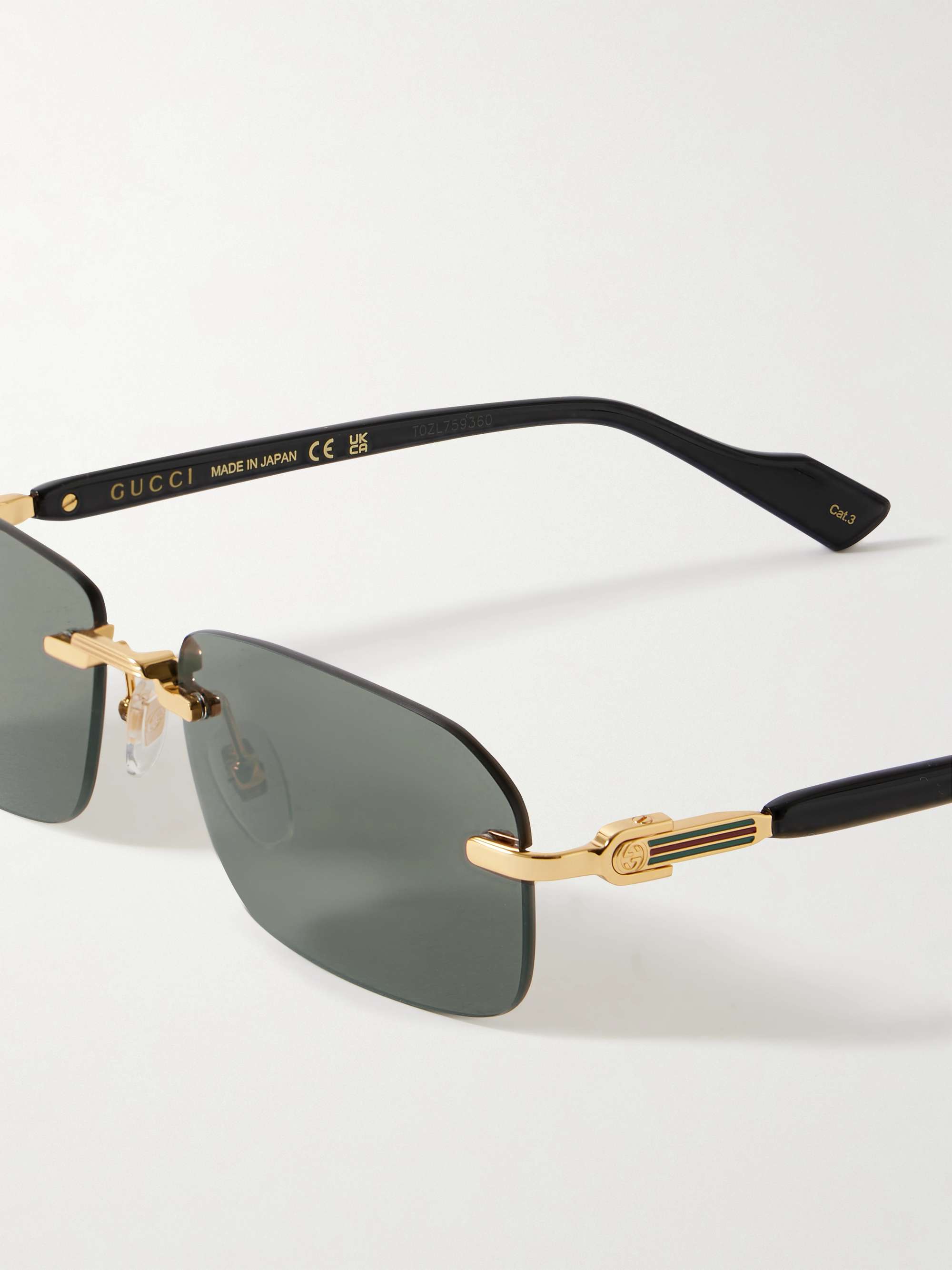 GUCCI EYEWEAR Rimless sqaure-frame gold-tone and acetate