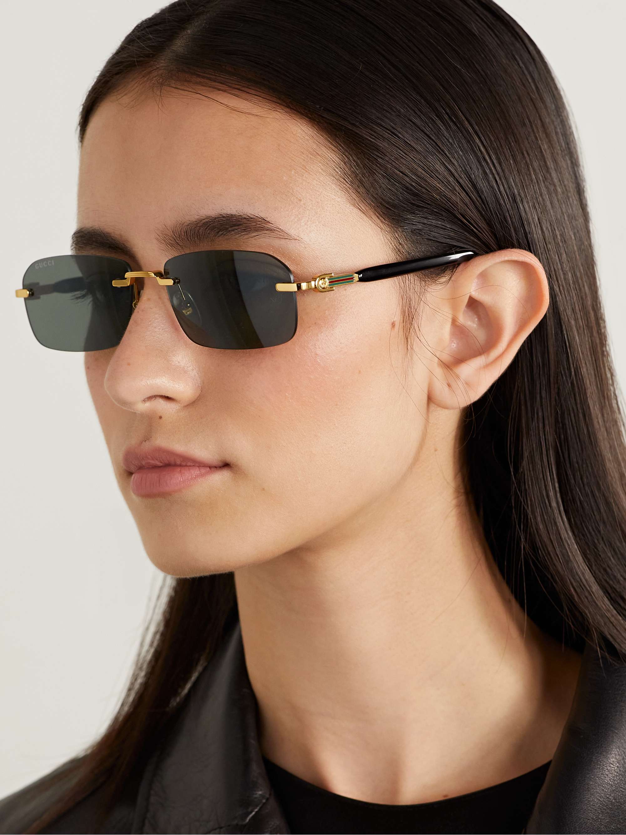 GUCCI EYEWEAR Rimless sqaure-frame gold-tone and acetate