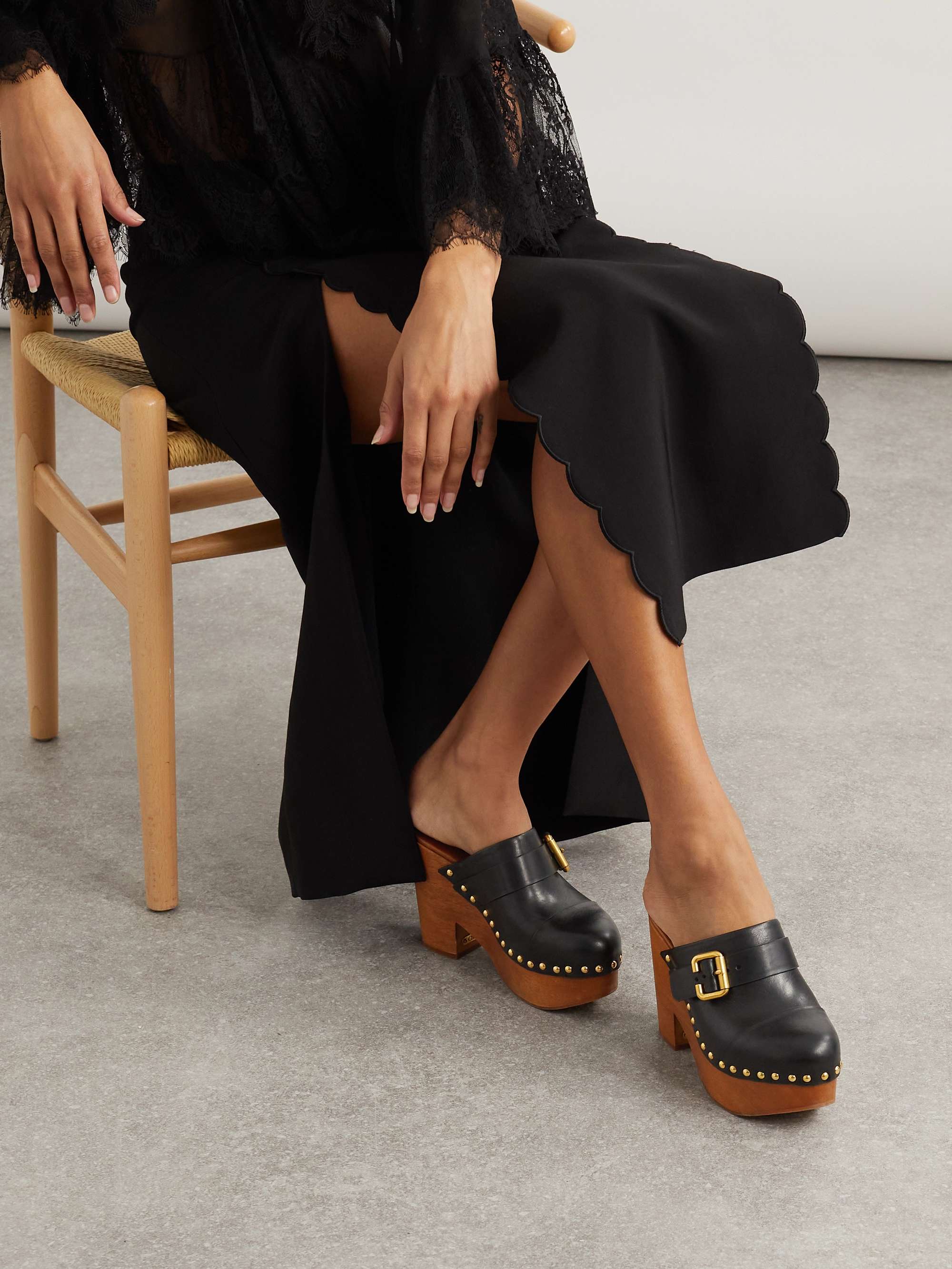 CHLOÉ Jeanette studded platform clogs | NET-A-PORTER