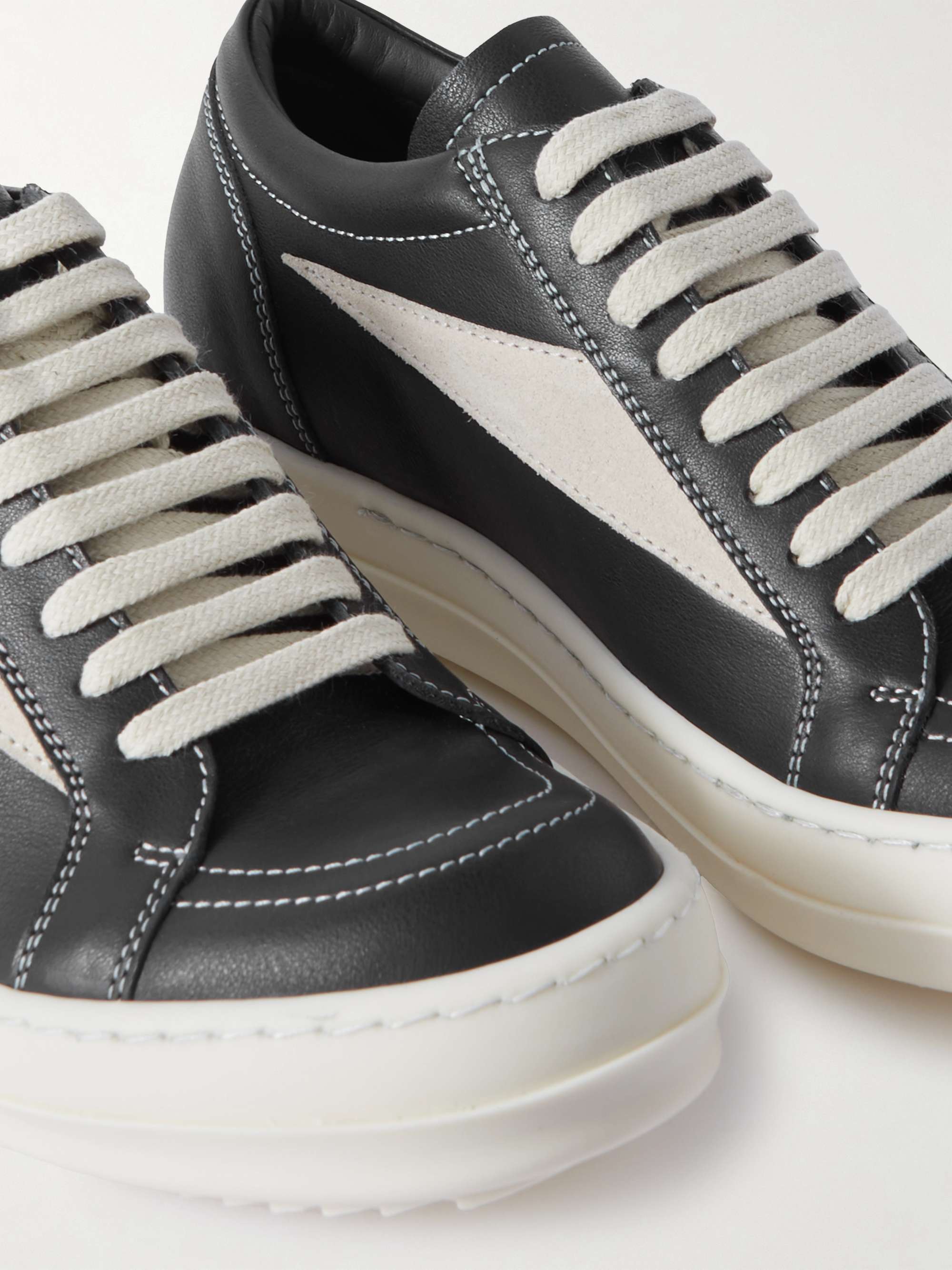 RICK OWENS Vintage suede-trimmed leather sneakers | NET-A-PORTER