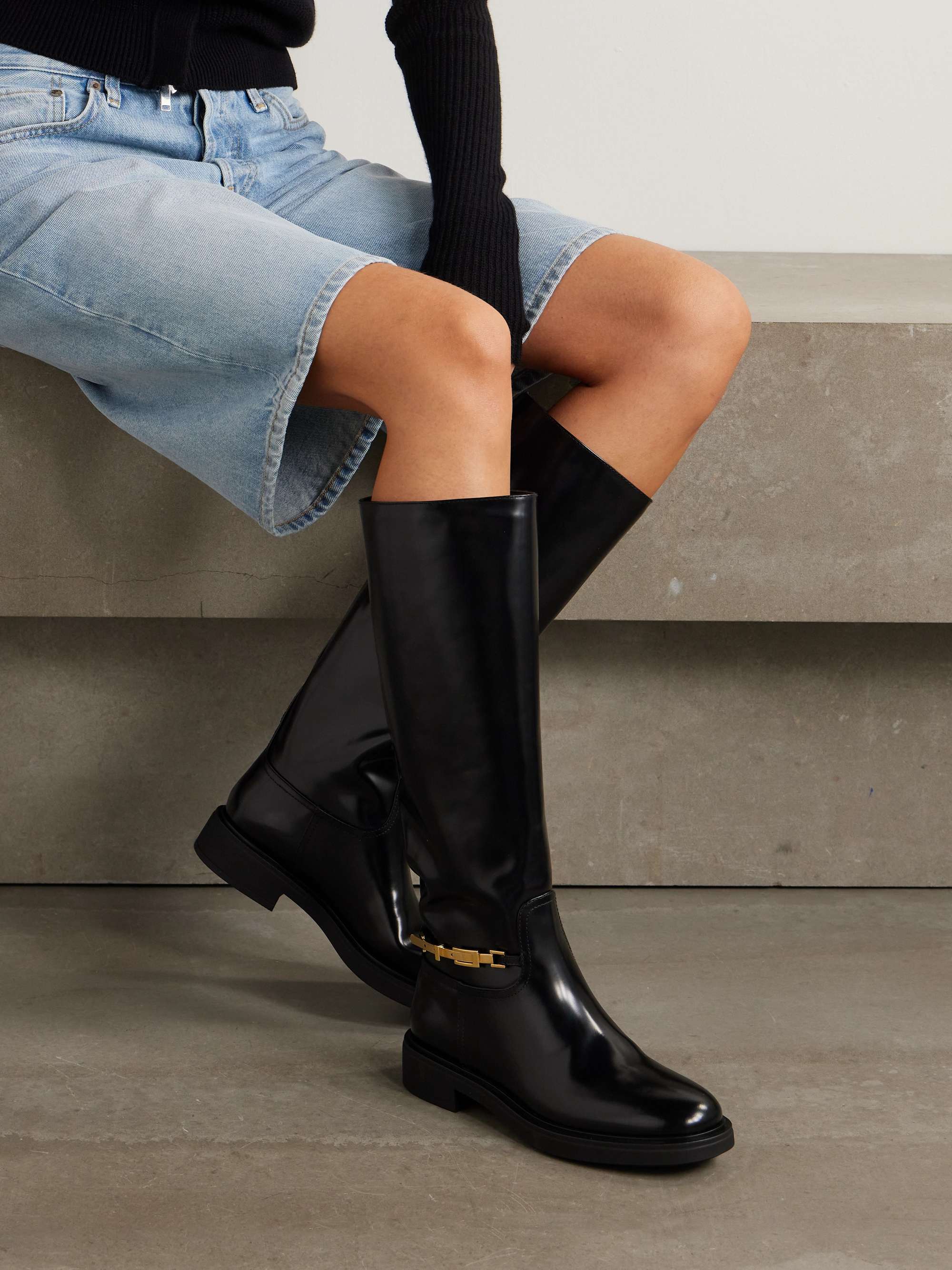 GIANVITO ROSSI Buckle-embellished glossed-leather boots | NET-A-PORTER