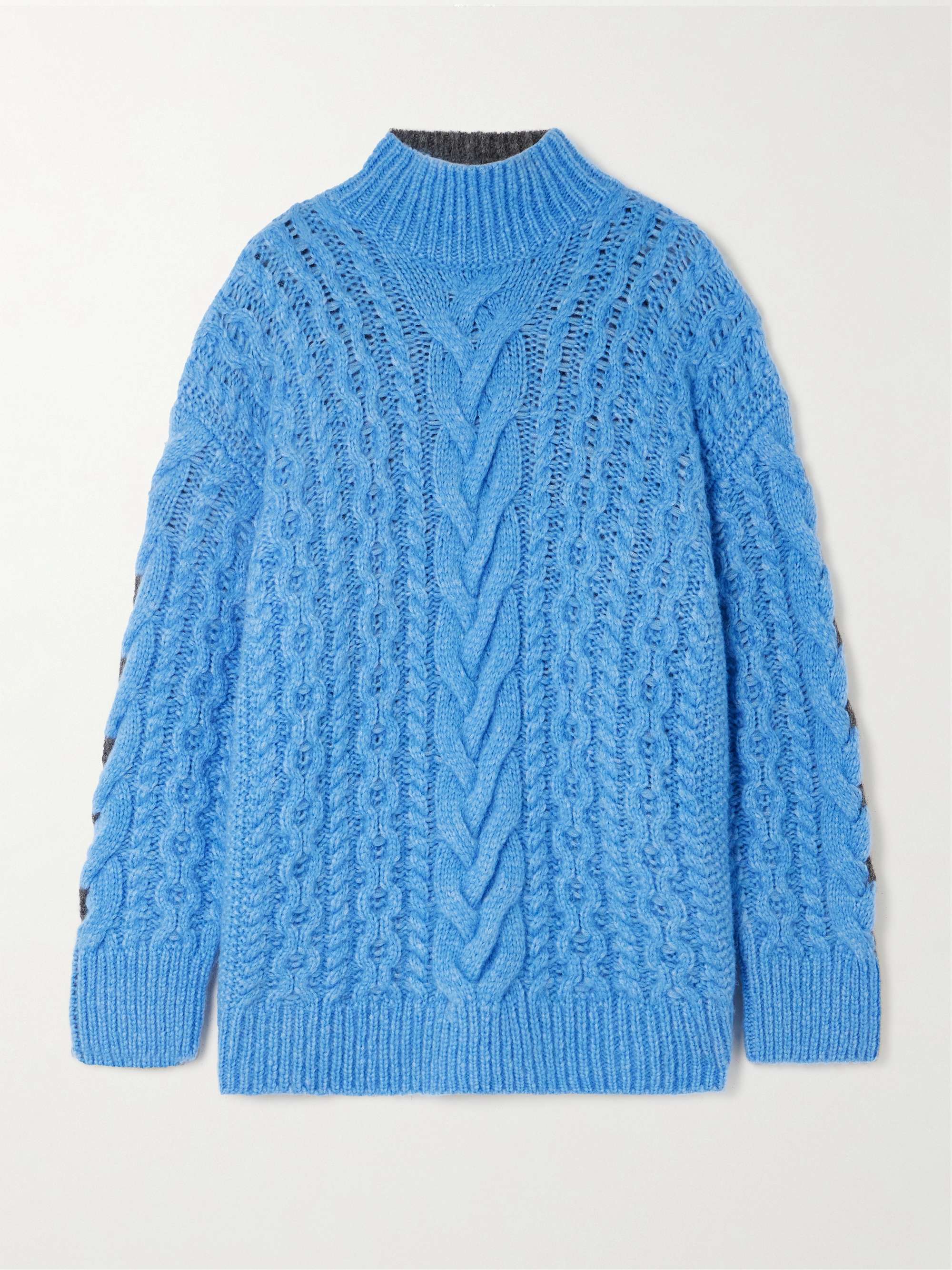 STELLA MCCARTNEY Oversized two-tone cable-knit alpaca-blend