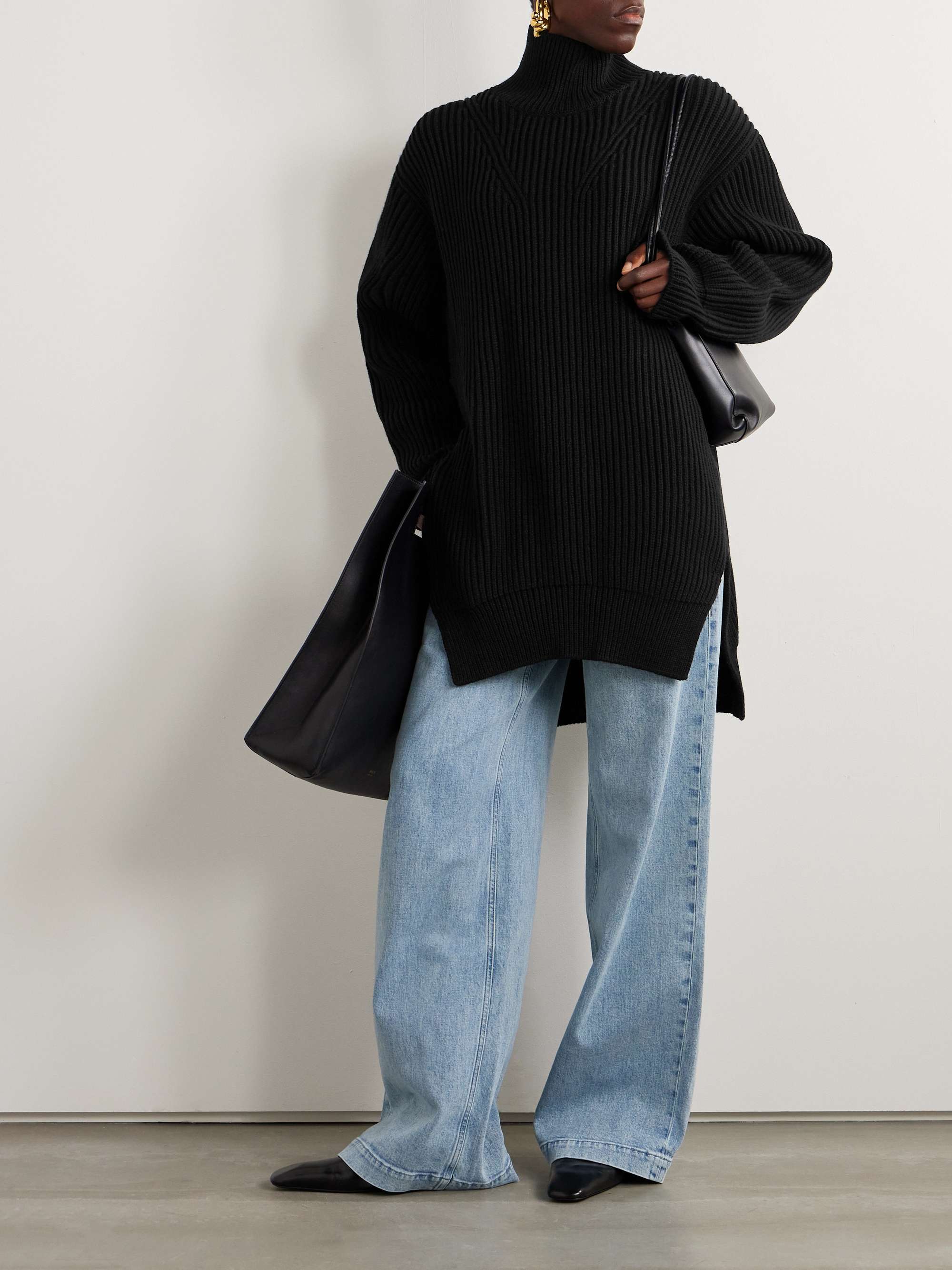 JIL SANDER Oversized ribbed wool turtleneck sweater | NET-A-PORTER