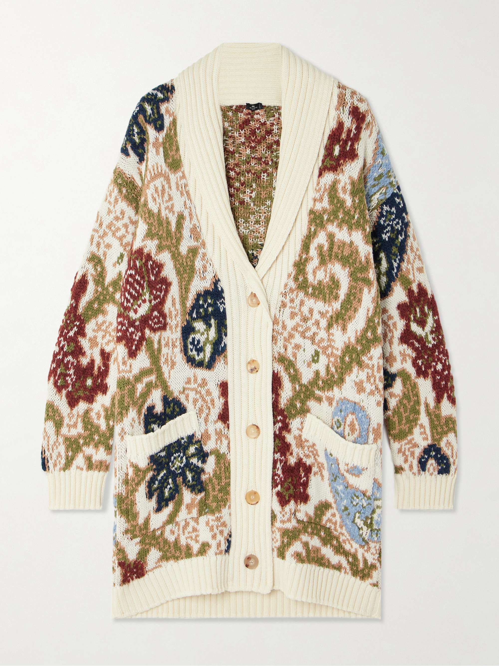ETRO Oversized jacquard-knit wool-blend cardigan | NET-A-PORTER