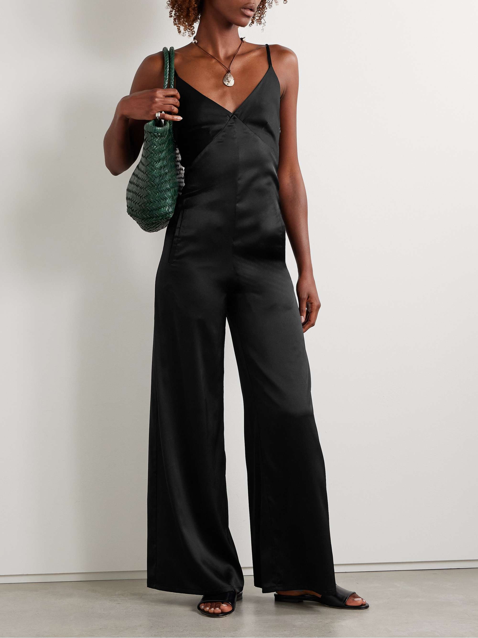 RIVET UTILITY Foxy open-back silk-blend satin jumpsuit | NET-A-PORTER