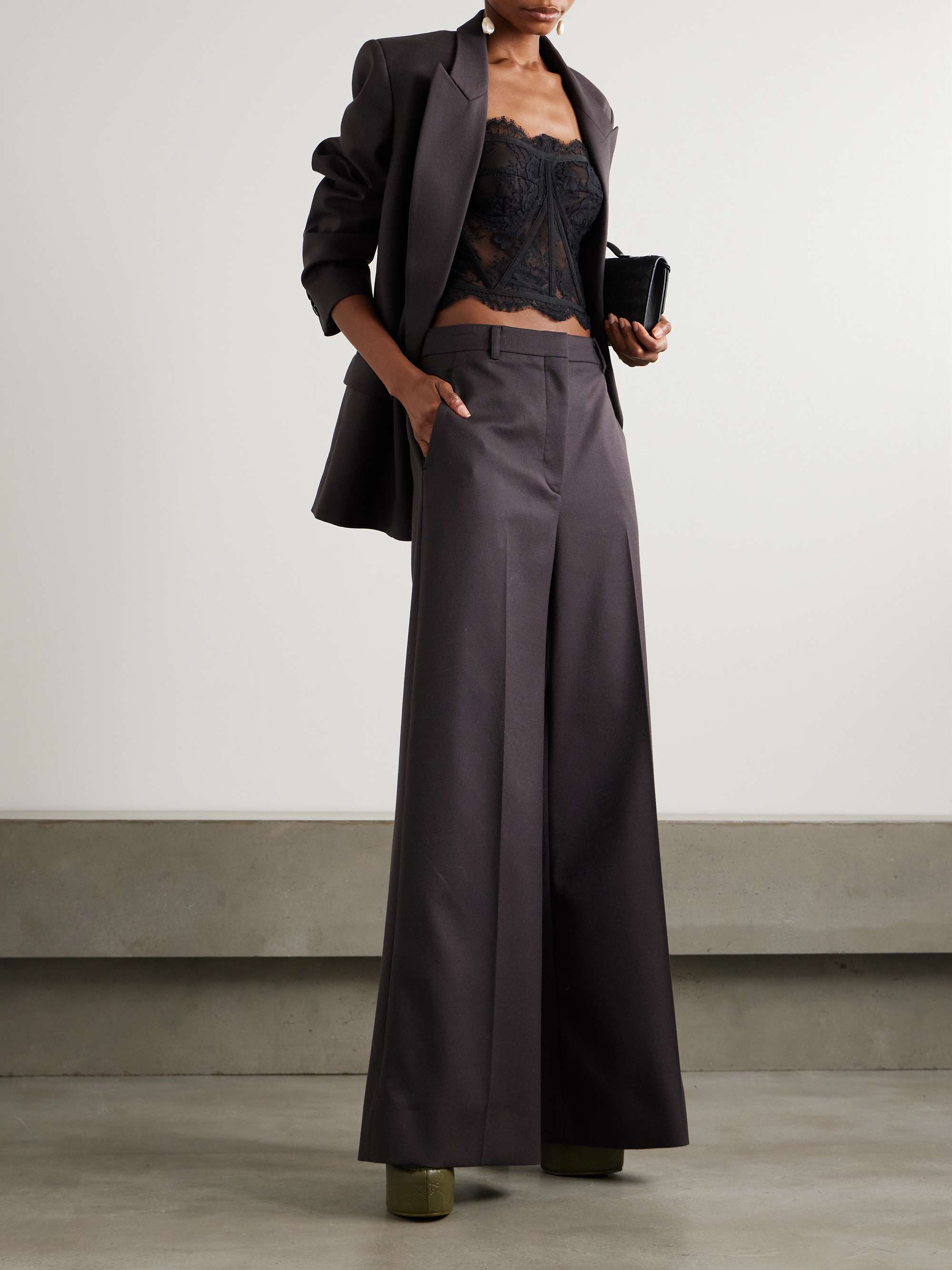 DOLCE&GABBANA Grosgrain-trimmed lace bustier top | NET-A-PORTER