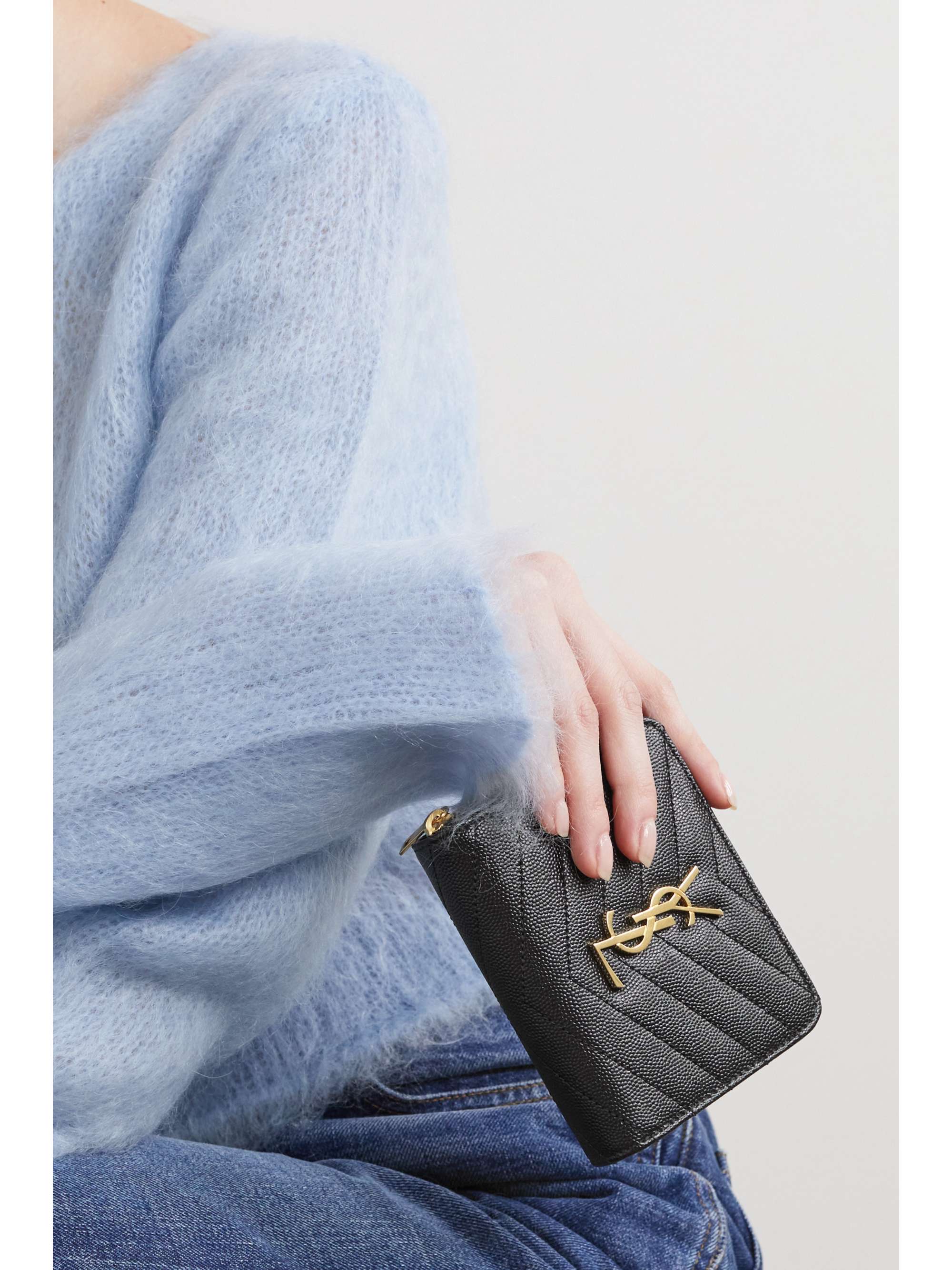 SAINT LAURENT Monogramme quilted textured-leather wallet | NET-A