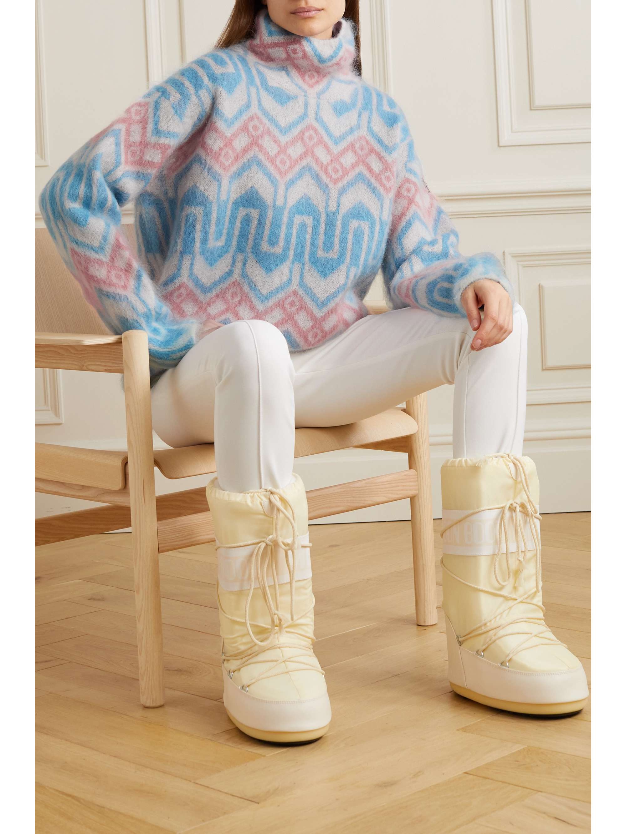 MONCLER GRENOBLE Jacquard-knit mohair-blend turtleneck sweater