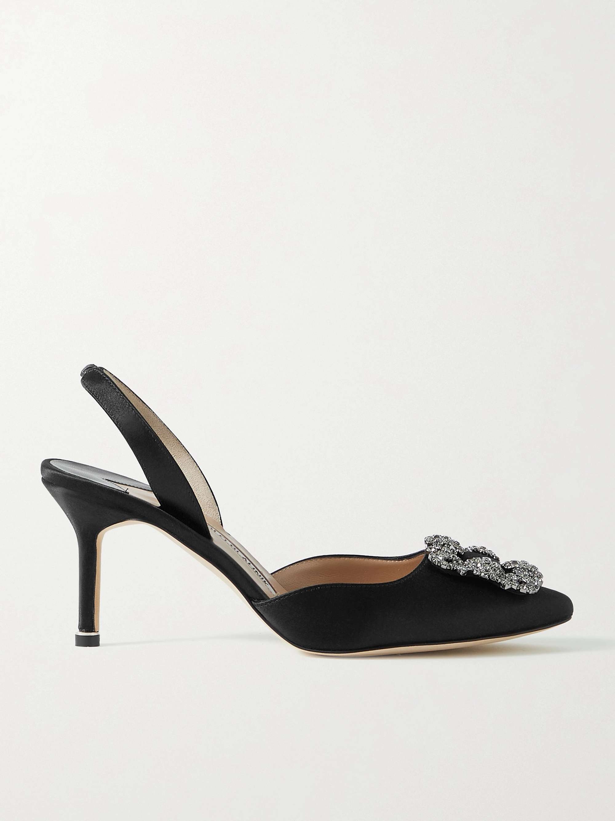 MANOLO BLAHNIK Hangisli 70 embellished satin slingback pumps | NET
