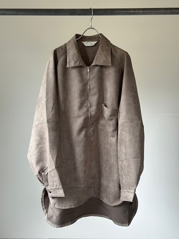 ANCELLM（アンセルム） VEGAN LEATHER SKIPPER LONG LS ZIP SHIRT(GRAY