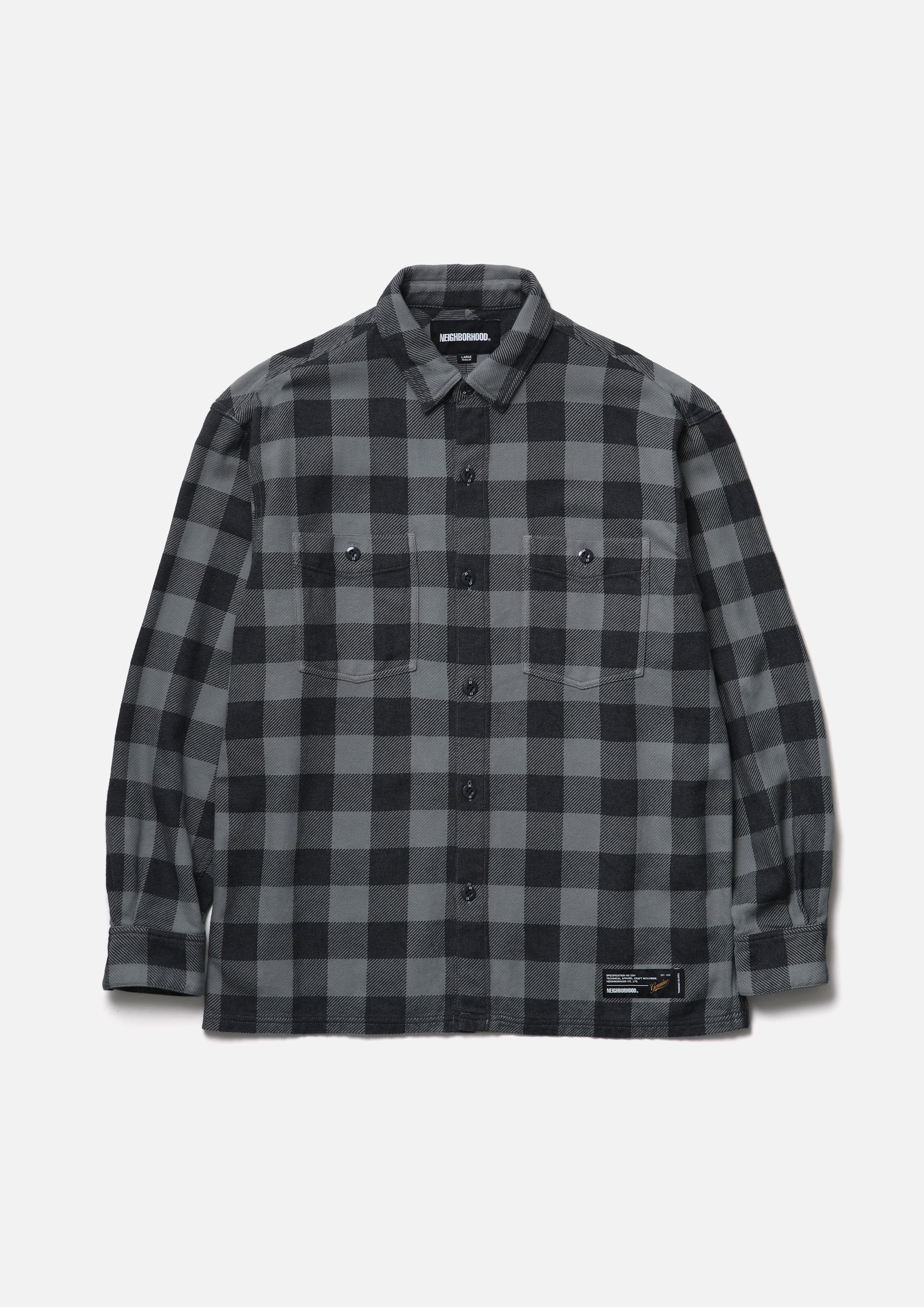 GARMENT DYED BLOCK CHECK SHIRT LS