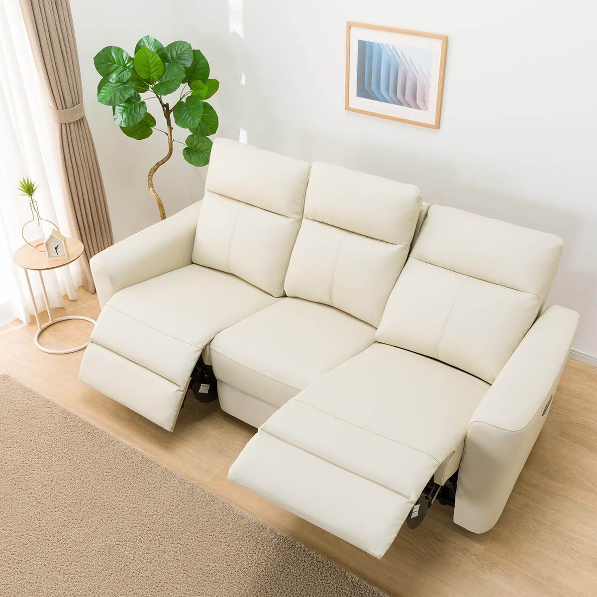 3人掛け電動リクライニングソファ 本革(一部合成皮革)タイプ (UM01 2