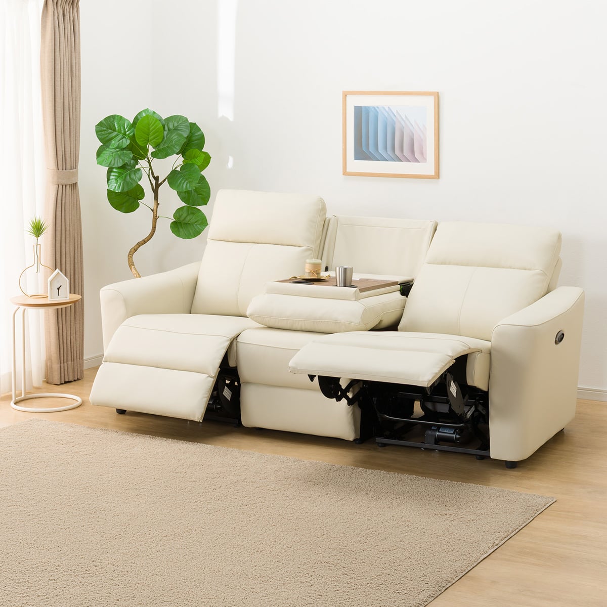 3人掛け電動リクライニングソファ 本革(一部合成皮革)タイプ (UM01 2