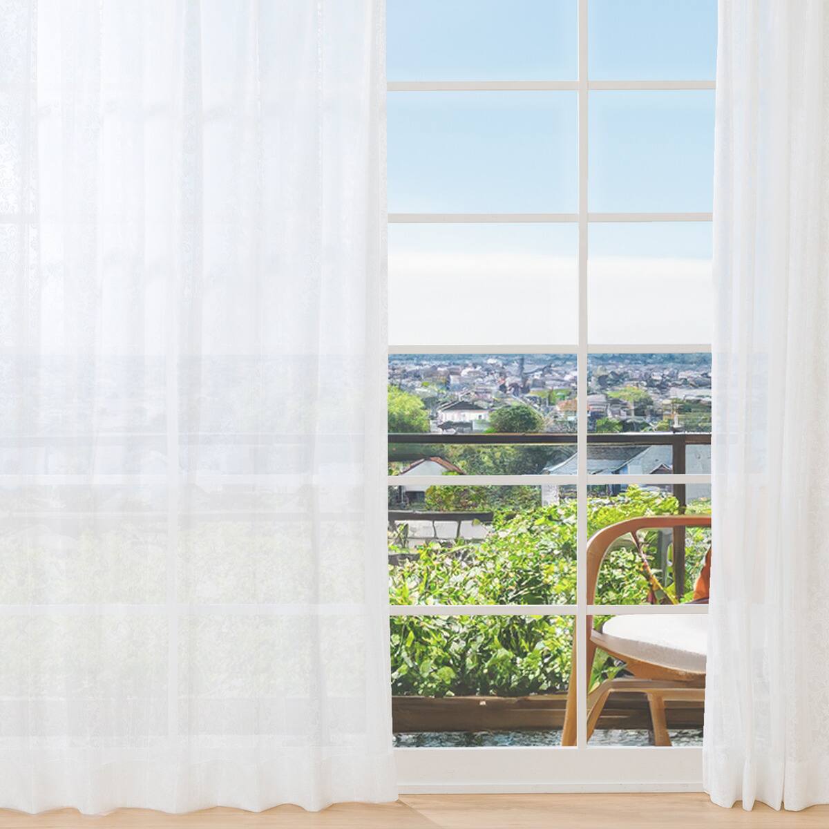 ミラーオーダーレース Nメリー ホワイト 2倍ヒダ(幅-100/丈-140cm