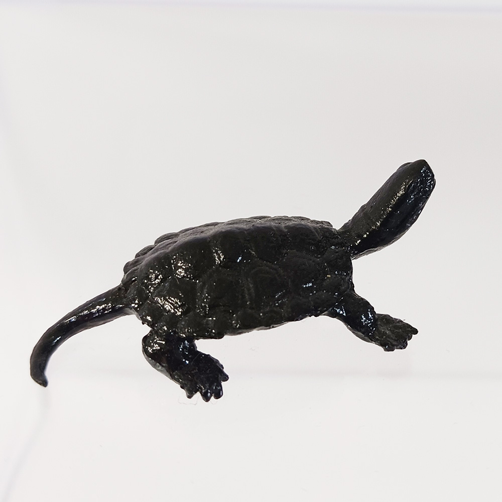 銅製 はた 在銘 亀 カメ 置物 頭尾可動式 鼈 細密細工 煎茶飾り 盆景