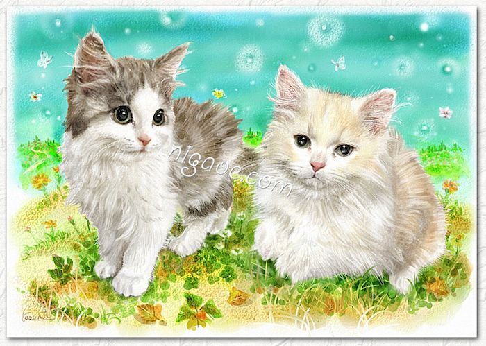 ペット似顔絵 L版、2L版