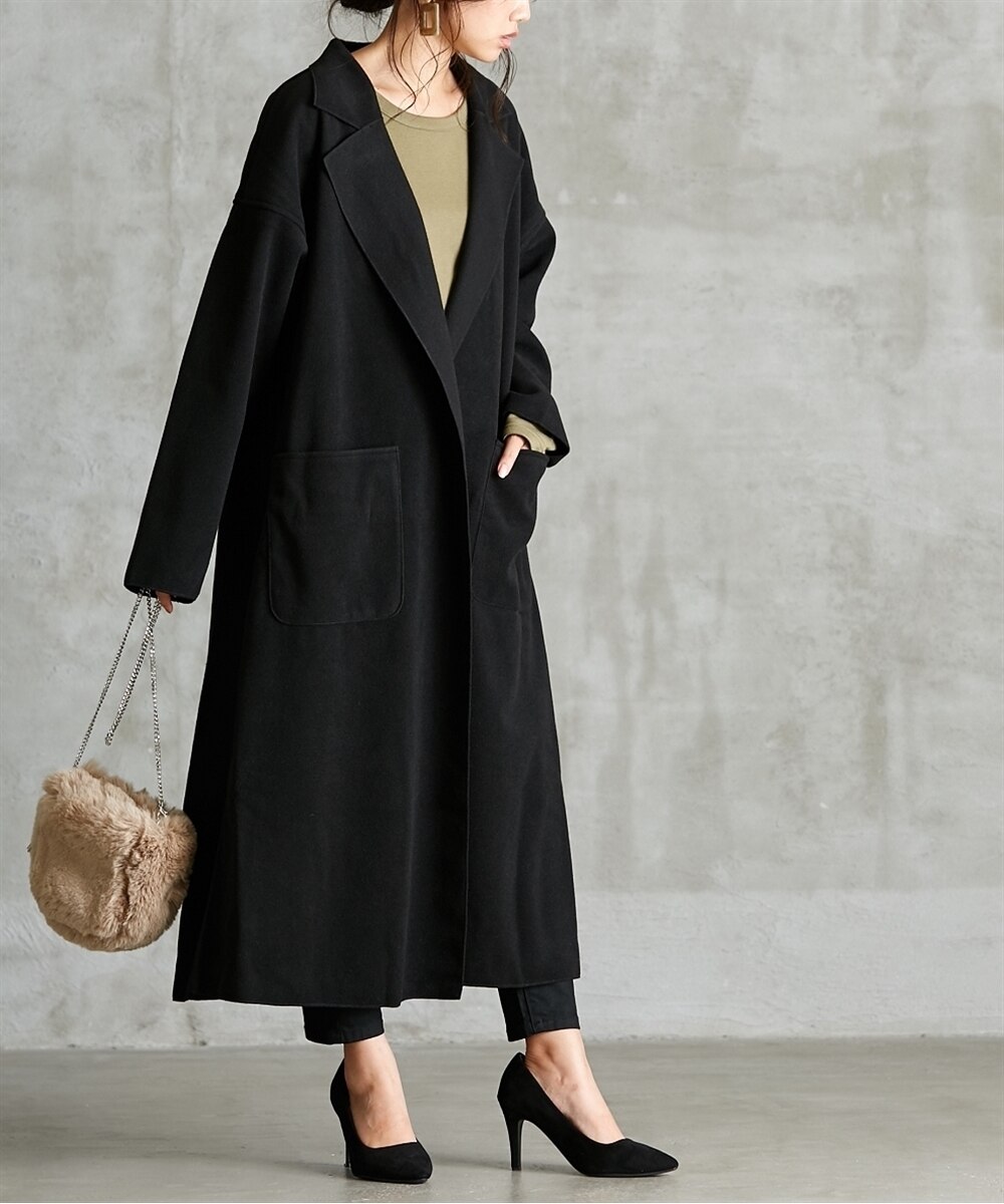 サイドスリット入BIGロングコート（ベルト付） 通販【ニッセン】