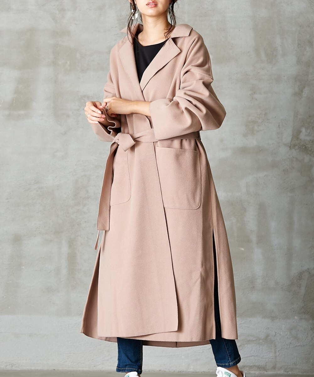 サイドスリット入BIGロングコート（ベルト付） 通販【ニッセン】