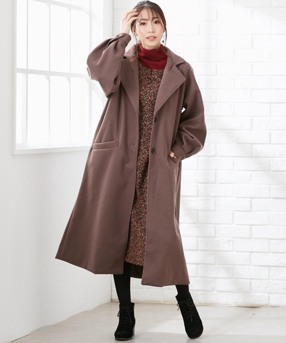 大きいサイズ ラグランボリューム袖ロングコート（OtonaSMILE） 通販