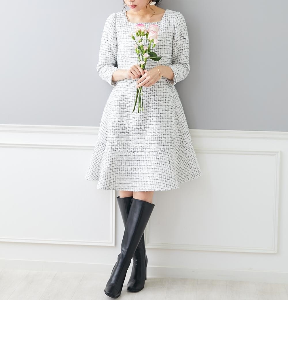大きいサイズ 膝丈ツイードワンピース marun 通販【ニッセン】