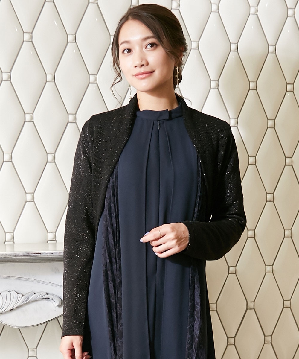 結婚式・パーティードレス】長袖ラメニットボレロ＜大きいサイズ有