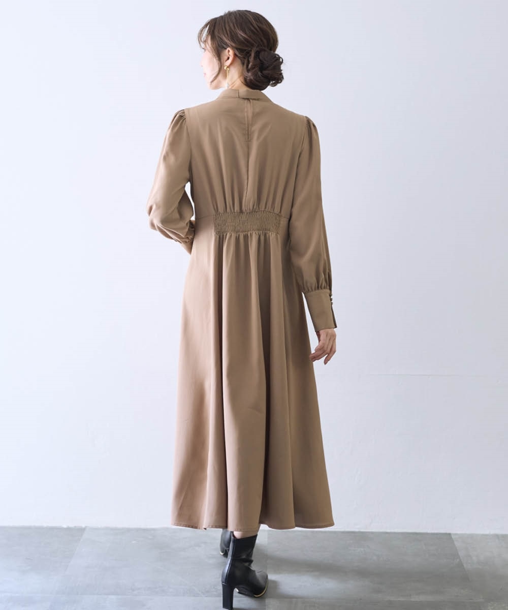 ボウタイ付フレアロングワンピース【Hana服】 通販【ニッセン】