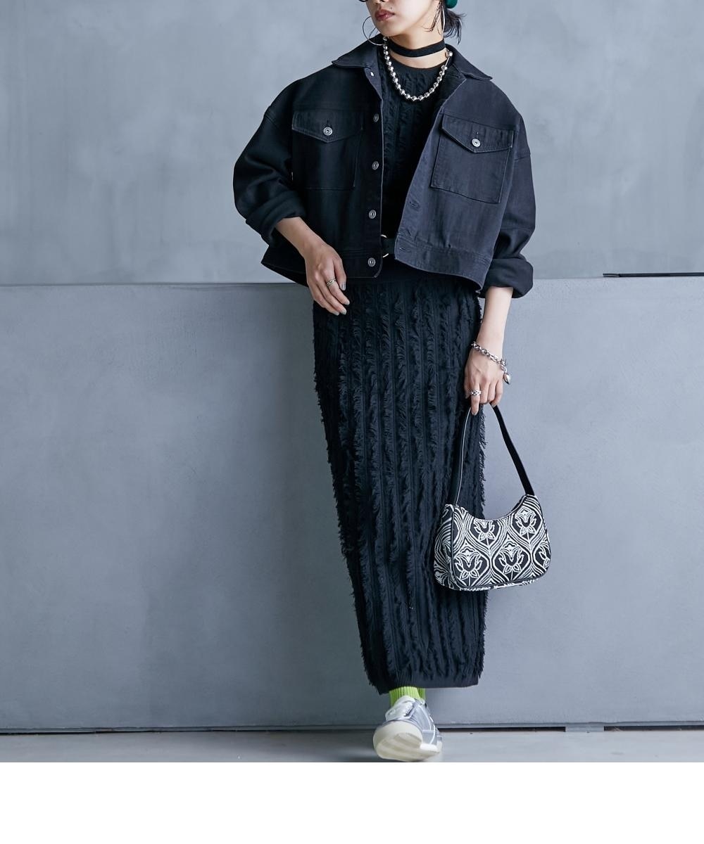 大きいサイズ＞綿100％カットジャガードニットタイトスカート GEVS