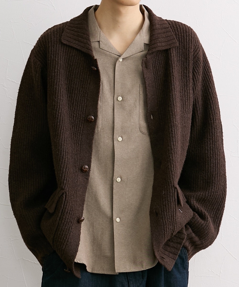オーバーサイズ襟付きニットカーディガン 通販【ニッセン】