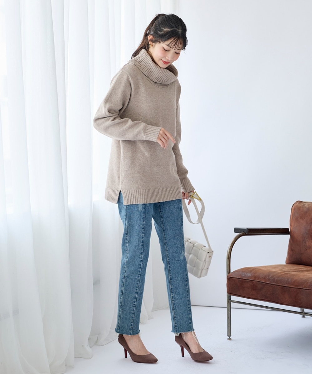 大きいサイズ 静電気が起きにくい洗濯機で洗えるゆるオフタートル