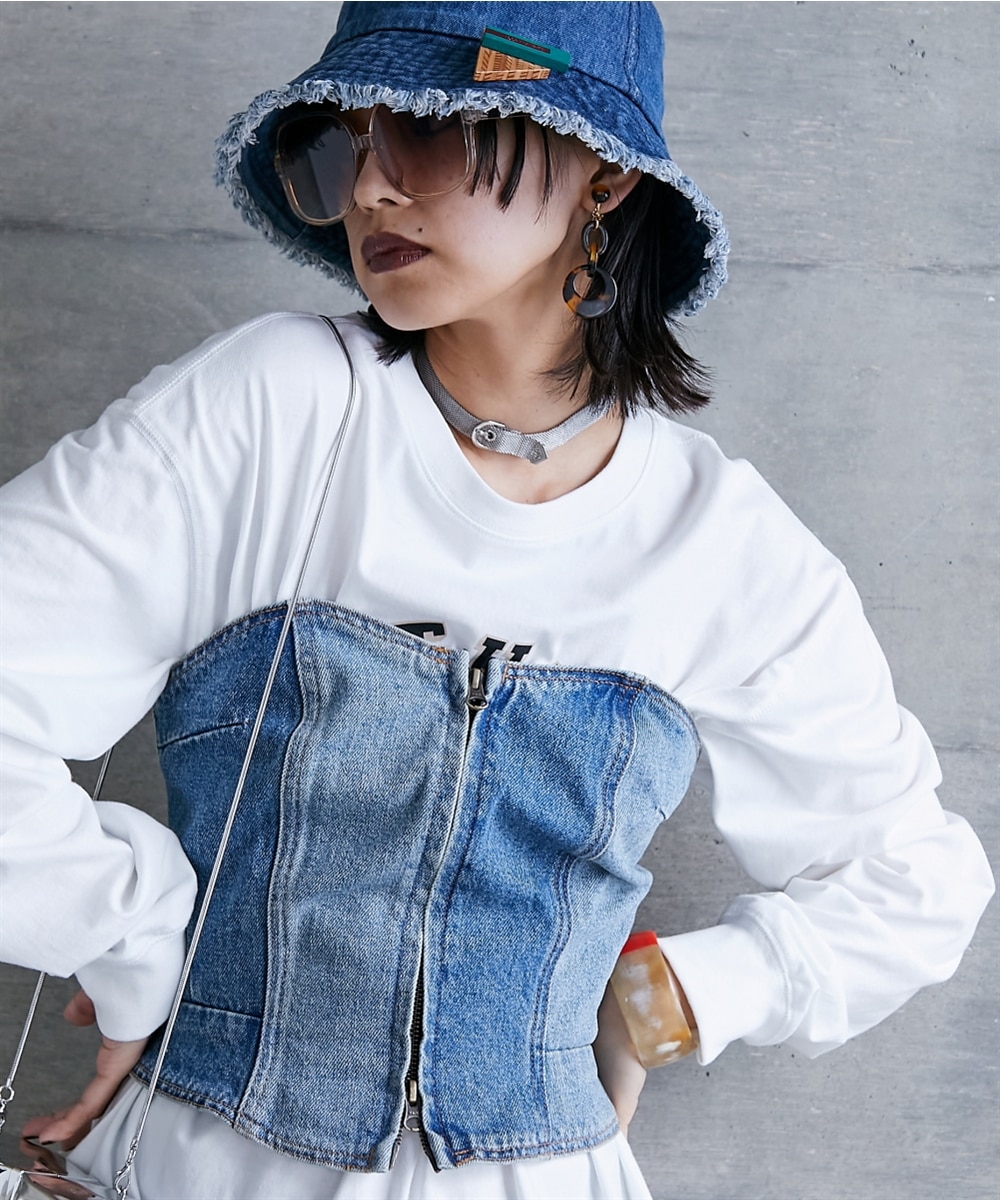 綿100％デニムビスチェ＜大きいサイズ有＞GEVS. 通販【ニッセン】