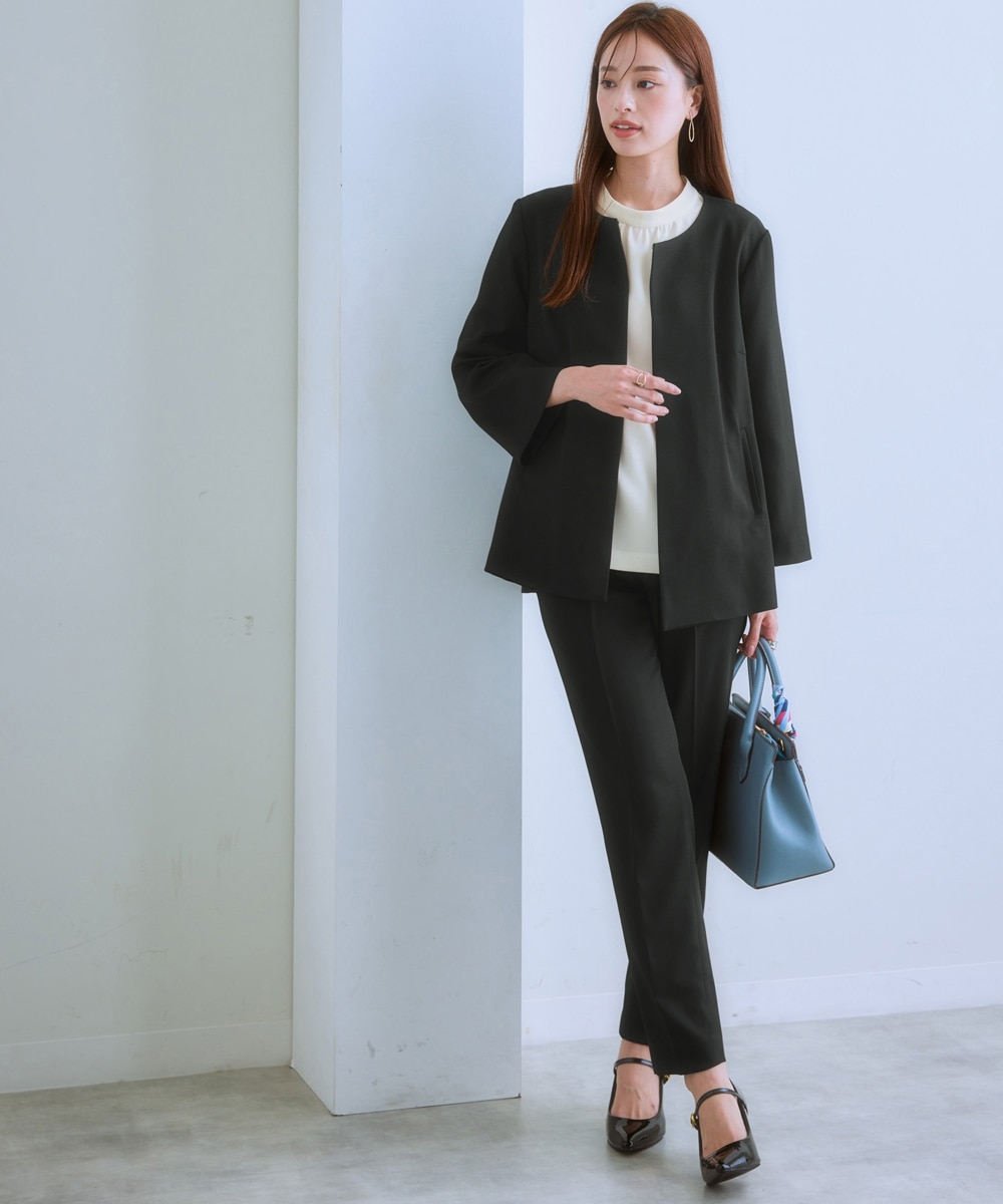 レディーススーツ】ドビー素材セットアップパンツスーツ3点セット