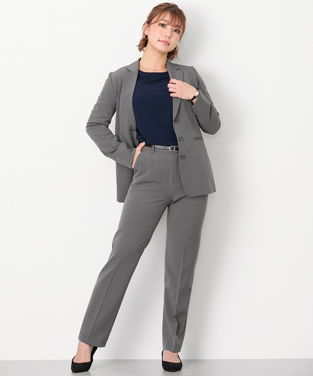 大きい胸専用】【レディーススーツ】RISPY 洗えるパンツスーツ（ロング