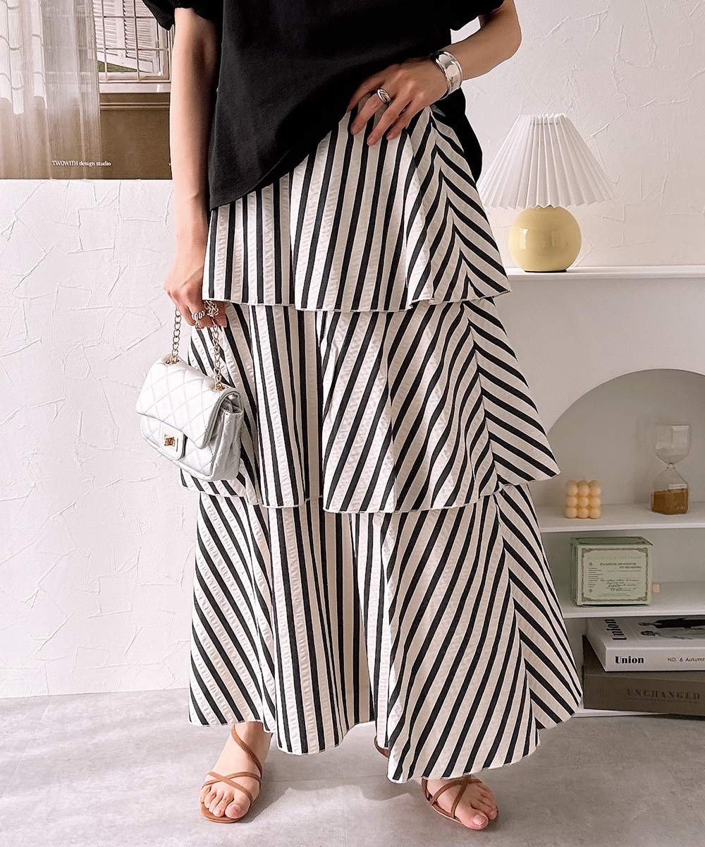 ストライプティアードスカート 通販【ニッセン】