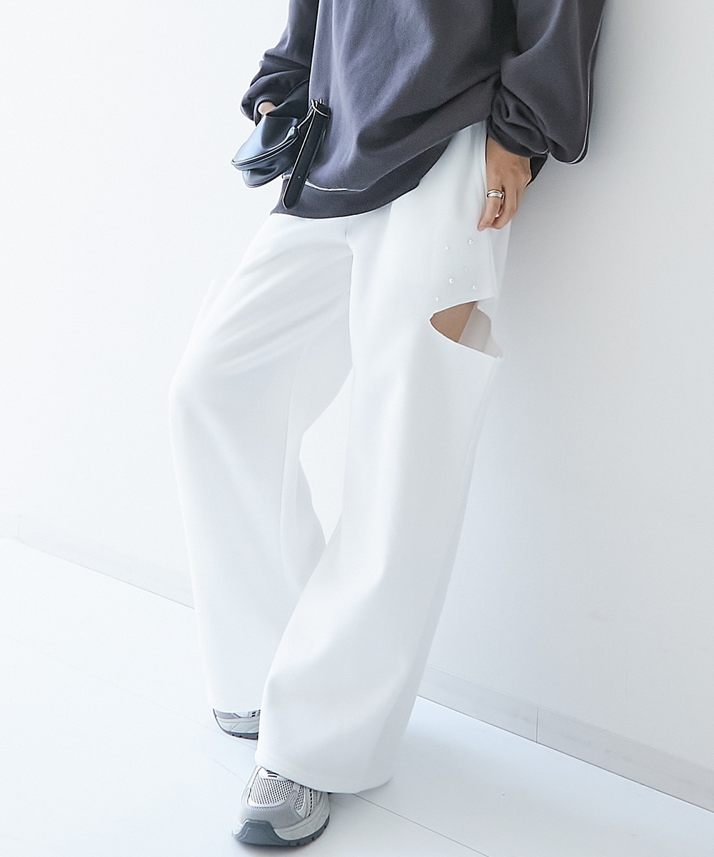 サイドカット裏毛ワイドパンツ 通販【ニッセン】