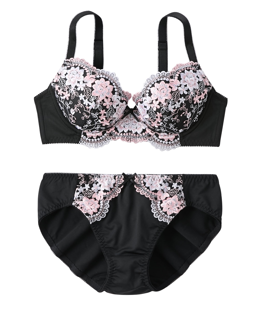 花柄刺しゅうブラジャーショーツセット 通販【ニッセン】