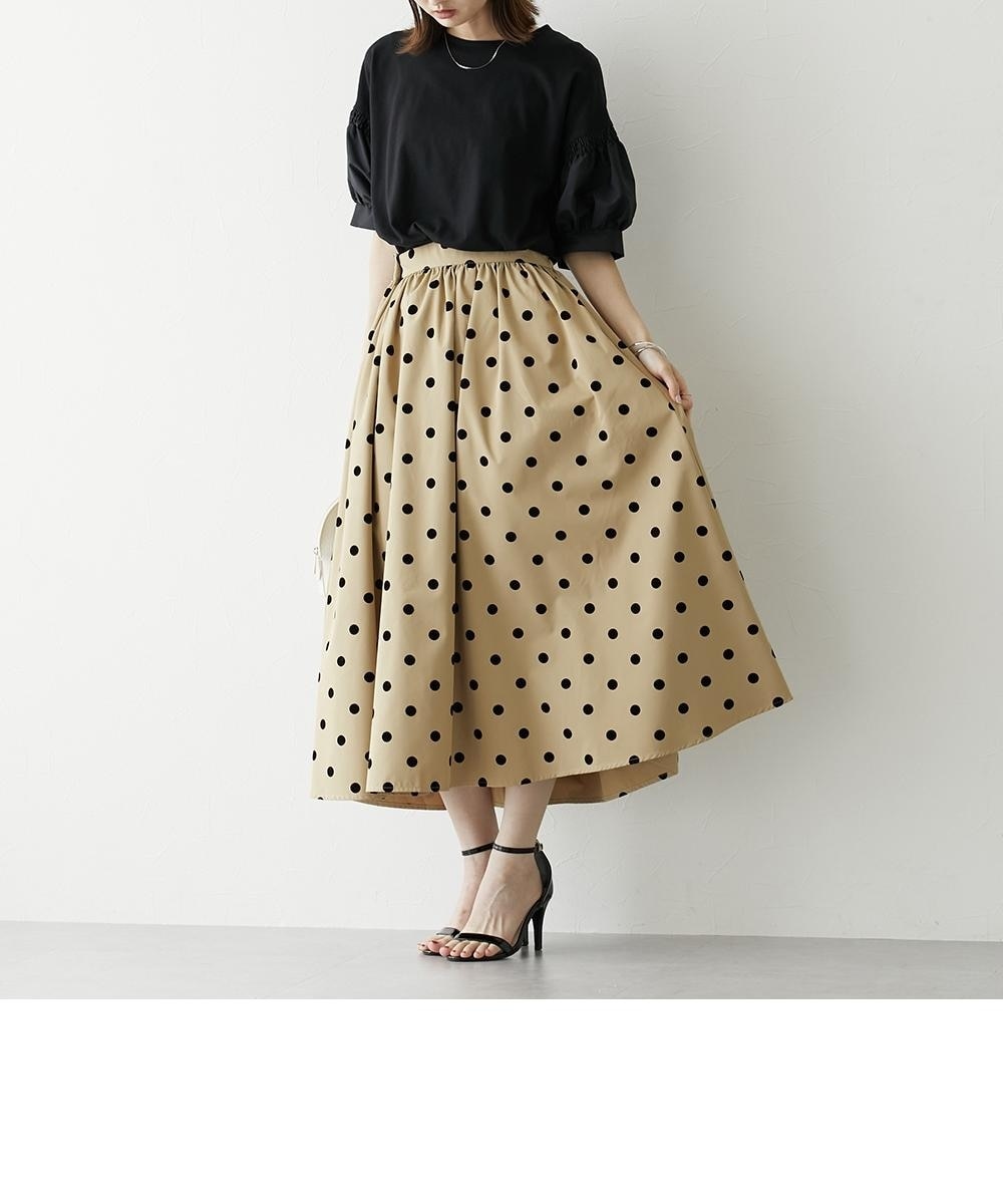 ドット柄フロッキースカート 通販【ニッセン】