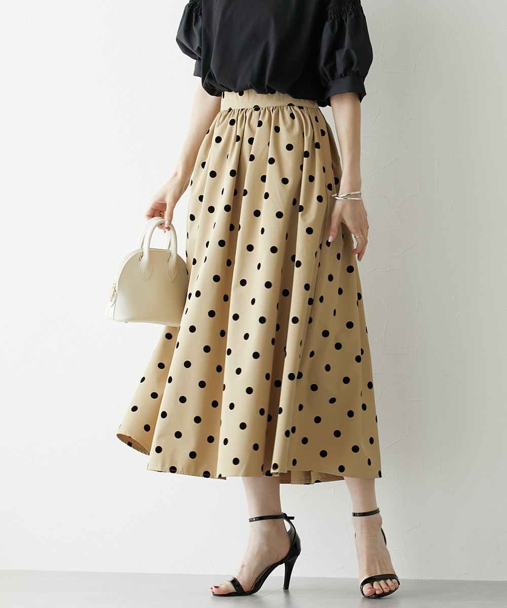 ドット柄フロッキースカート 通販【ニッセン】