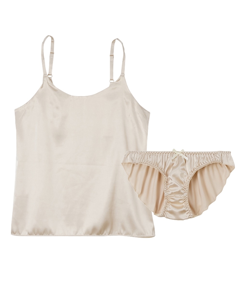 シンプルサテンキャミソール&ショーツセット 通販【ニッセン】