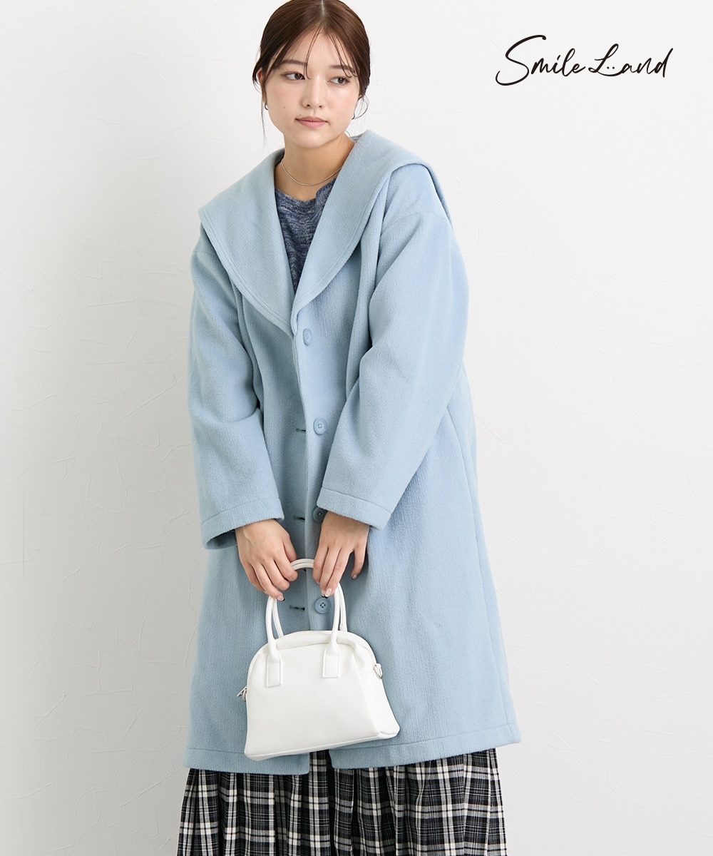 大きいサイズ 裏畔セーラーカラーハーフコート 通販【ニッセン】