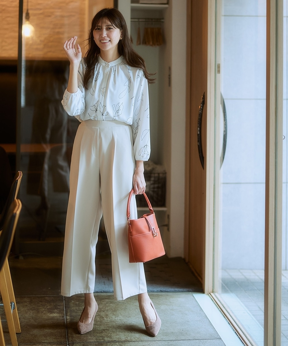 ストレッチダブルクロスタックワイドパンツ（しわになりにくい