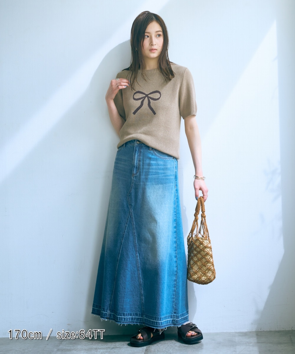 高身長 綿100％デニムフレアスカート（トールサイズ）Essenave 通販