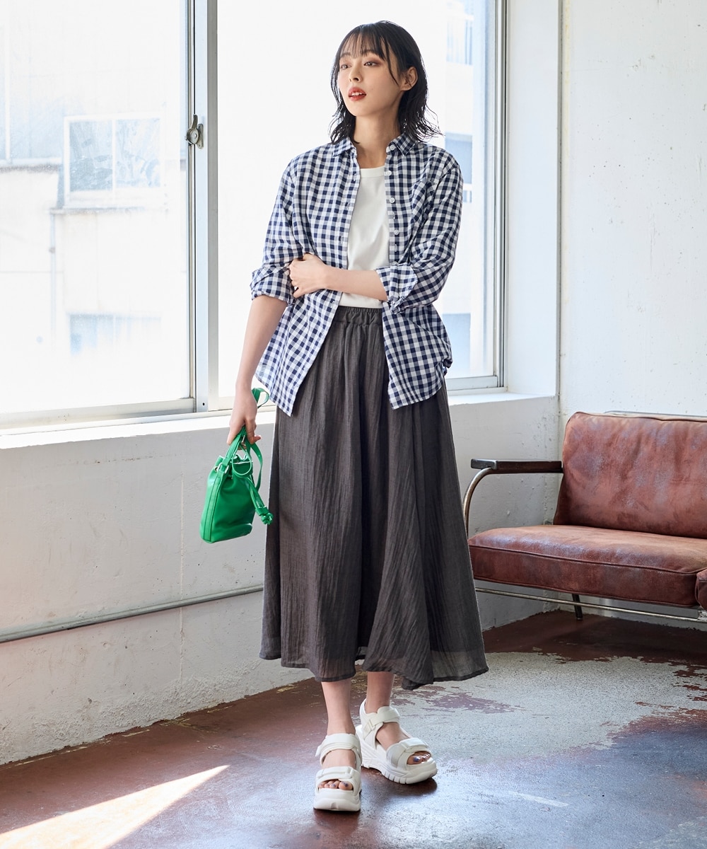 大きいサイズ ふわりと軽い綿混楊柳ロング丈スカート 通販【ニッセン】